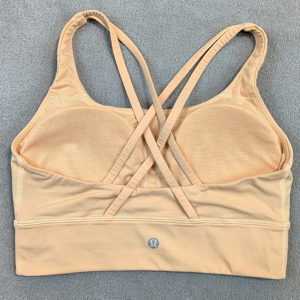 Lululemon Energy Bra Longline Women 6 Peach Apricot Strappy Back LW2EB9S